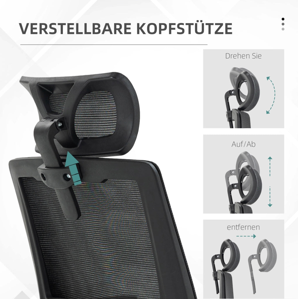 Sedia da ufficio ergonomica nera con poggiatesta