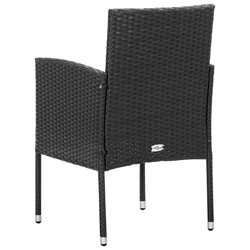 Sedie da Giardino con Cuscini Neri 4 pz | Sedie da Esterno Nere in Polyrattan