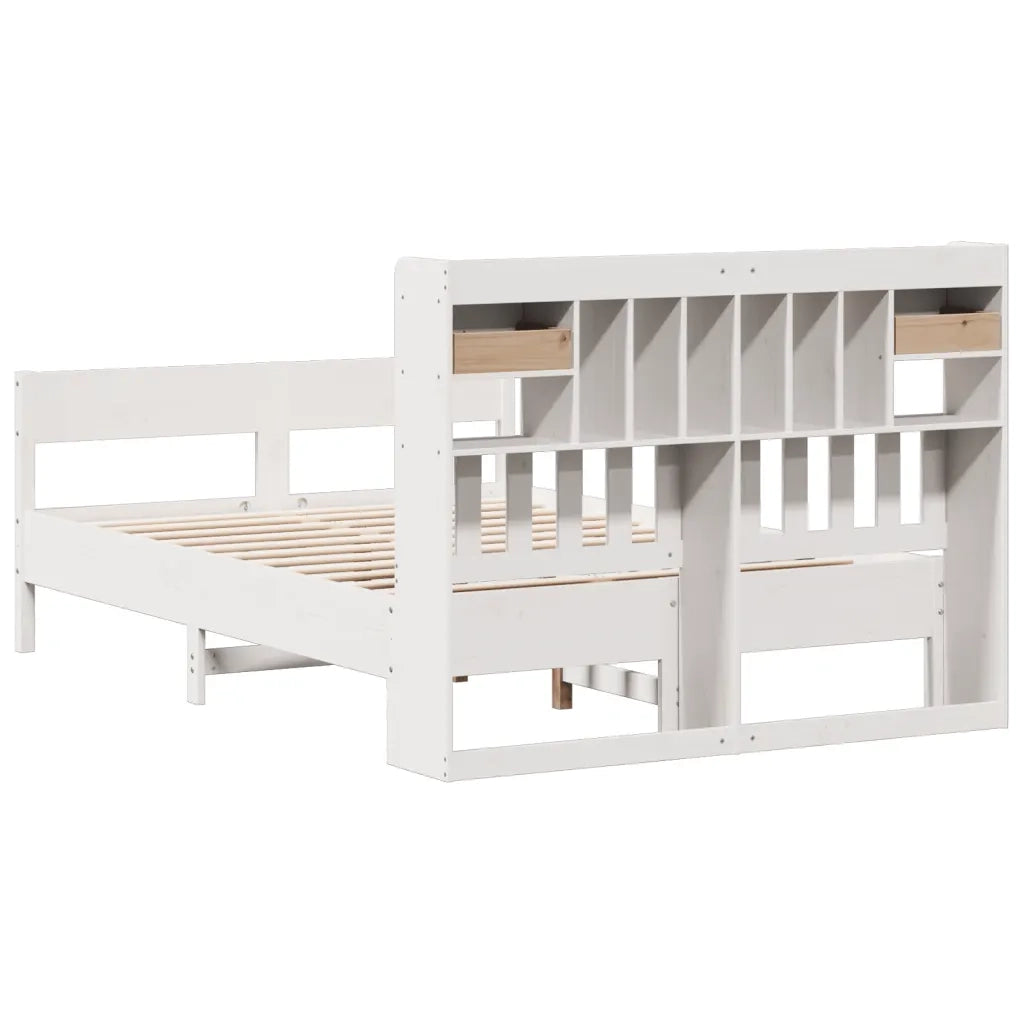 Letto Libreria senza Materasso Bianco 140x190 cm Legno di Pino 3323039