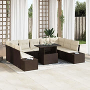 Set Divano da Giardino 10 pcs Marrone e Crema polyrattan