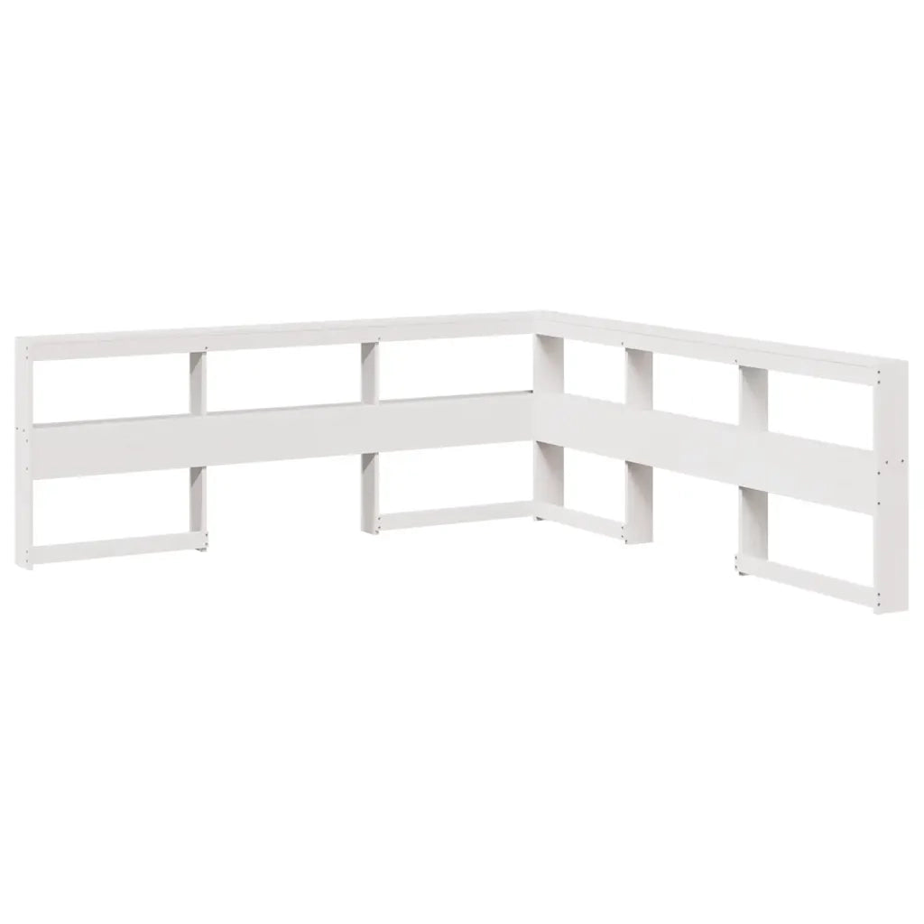 Testiera libreria a L-Testata contenitore Bianca 200 cm in Legno Massello di Pino