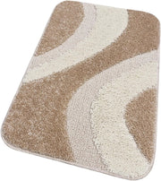 Tappeto Bagno 50x110 cm Scendiletto Antiscivolo Shaggy 3D Moderno Assorbente Beige