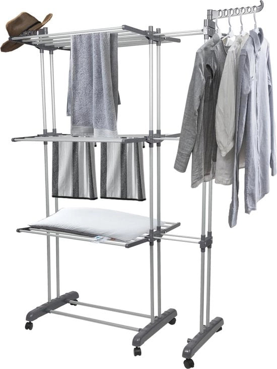 Droogrek Uittrekbaar e Opvouwabile con 3 Livelli per Interno e Esterno – Grande Capacità e Design Spaziale Ridotto