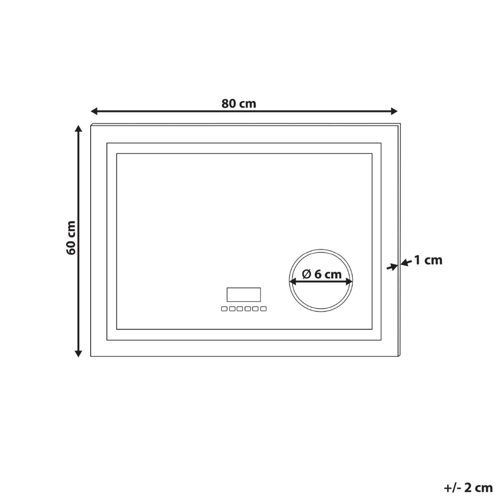 Specchio da bagno illuminato a LED rettangolare 60 x 80 cm Glamour con altoparlante Bluetooth Lente di ingrandimento