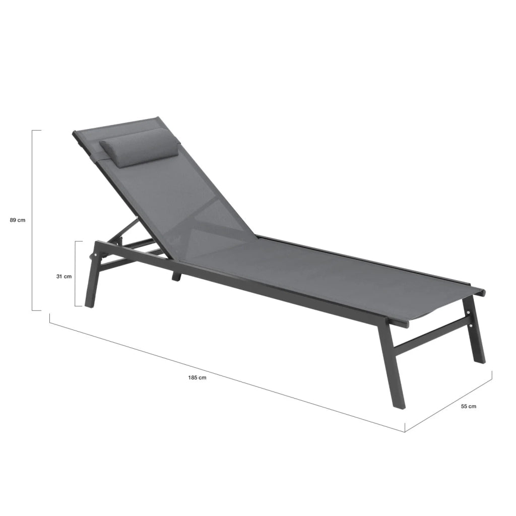 IDMarket - Set di 2 lettini da giardino reclinabili in alluminio SINTRA grigio antracite e nero