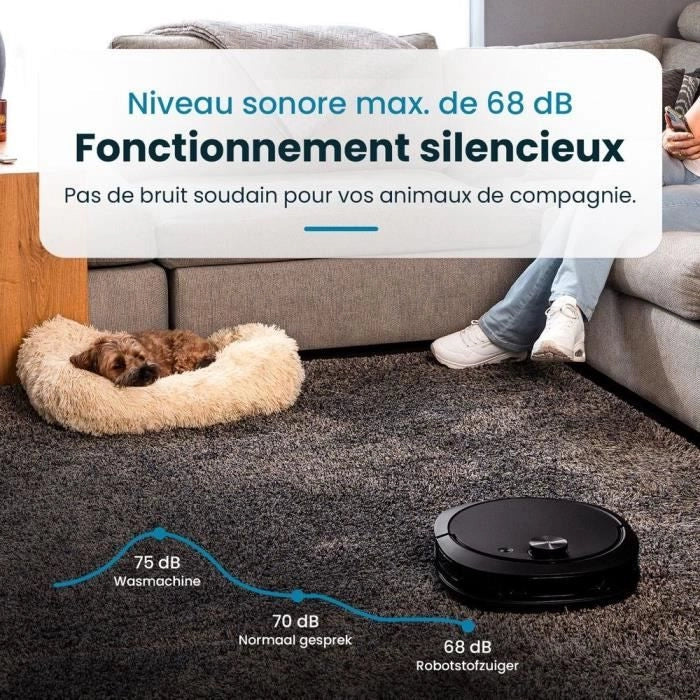 Robot aspirapolvere e scopa connesso con base svuotante EZICLEAN All-in-one Z10 Plus - 240 min - 6000 pa - 180 m - 1,5 L