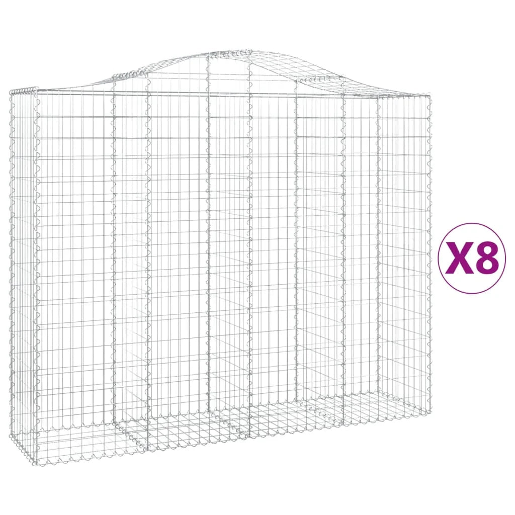 Set di 8 gabbioni ad arco per recinzioni a gabbia e muri di contenimento 200 x 50 x 160/180 cm ferro zincato argento 02_0041176