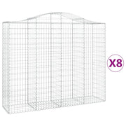 Set di 8 gabbioni ad arco per recinzioni a gabbia e muri di contenimento 200 x 50 x 160/180 cm ferro zincato argento 02_0041176
