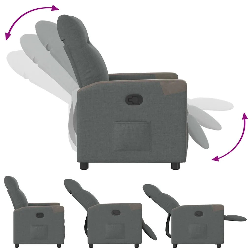 Poltrona | Sedia Relax Reclinabile in Tessuto Grigio Scuro