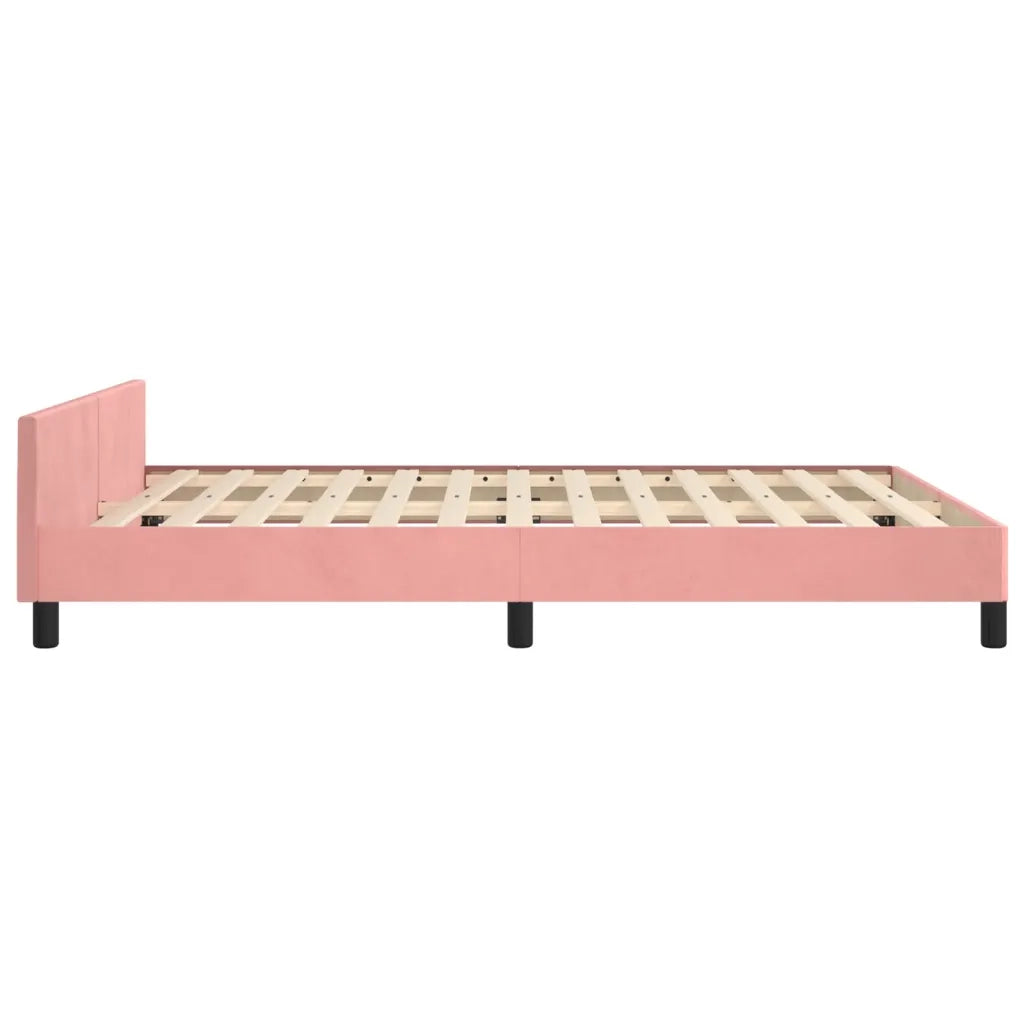 Giroletto con Testiera-Struttura Letto con testiera Rosa 140x200 cm in Velluto 633622