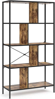 Divisorio per ambienti Fyrk, Legno antico, 80 x 146 cm, utilizzabile come divisorio con struttura in metallo e ripiani aperti