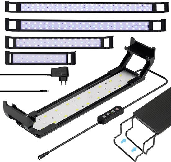 Lampada LED per Acquario Blu/Bianco 16W con Supporto in Acciaio Inox