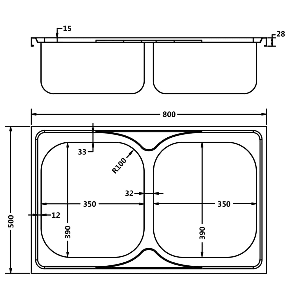 Lavello da cucina a doppio lavello lavello da cucina da incasso lavello da incasso per interni domestici argento 80 x 50 cm acciaio inox 02_0002429