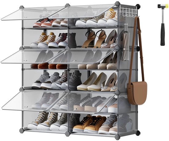 Pannello di Stoccaggio per Scarpe - 32 cm x 83 cm x 94 cm - Grigio