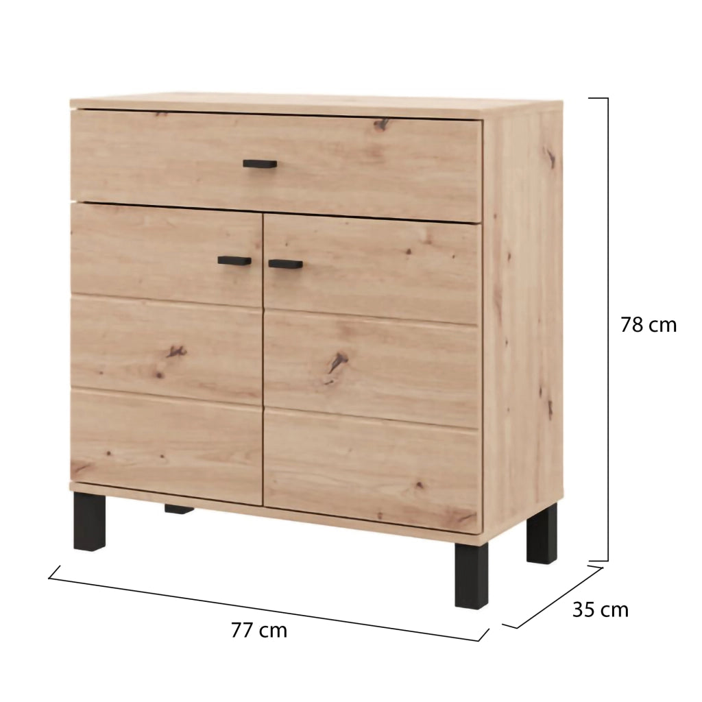Madia Pisac, Credenza un Cassetto, 77x35x78h cm Marrone Rovere Nodi