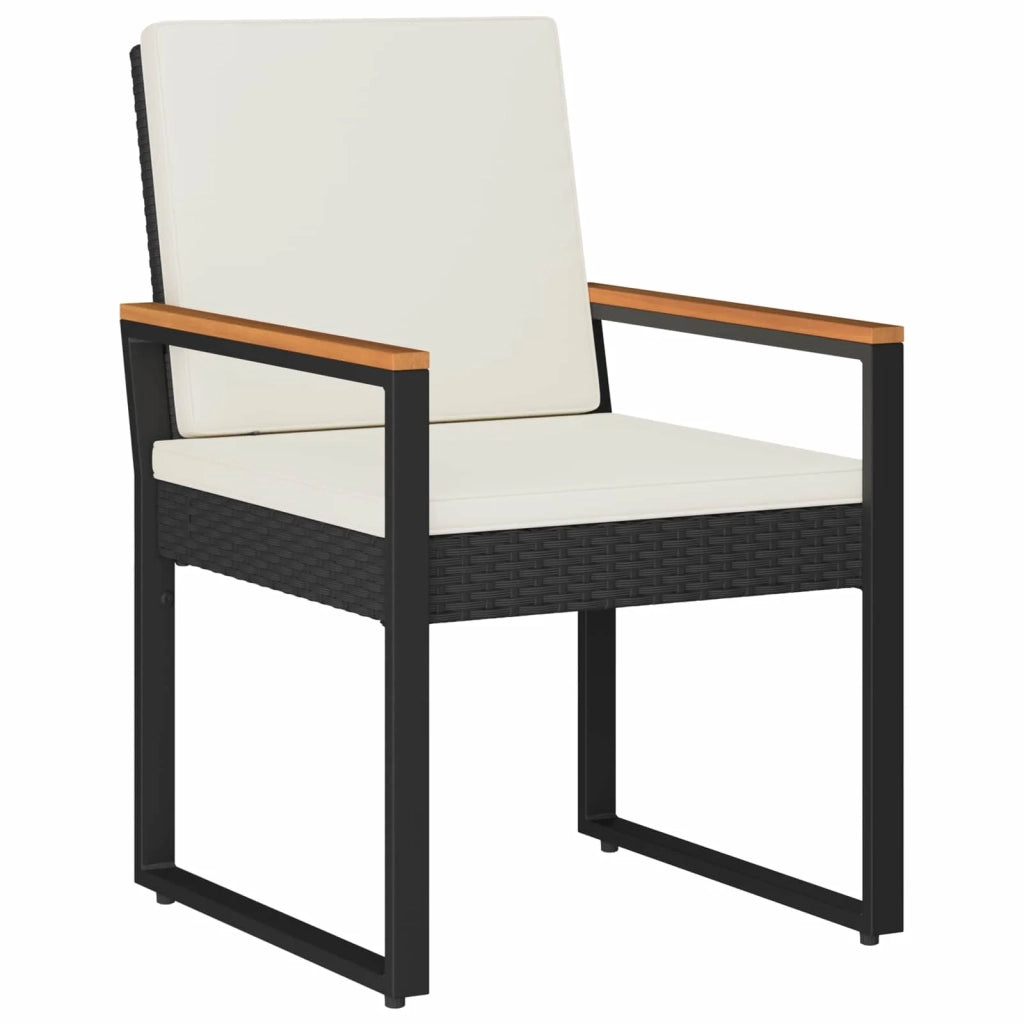 Set Mobili da Esterno 4 pcs Nero e Bianco Crema polyrattan
