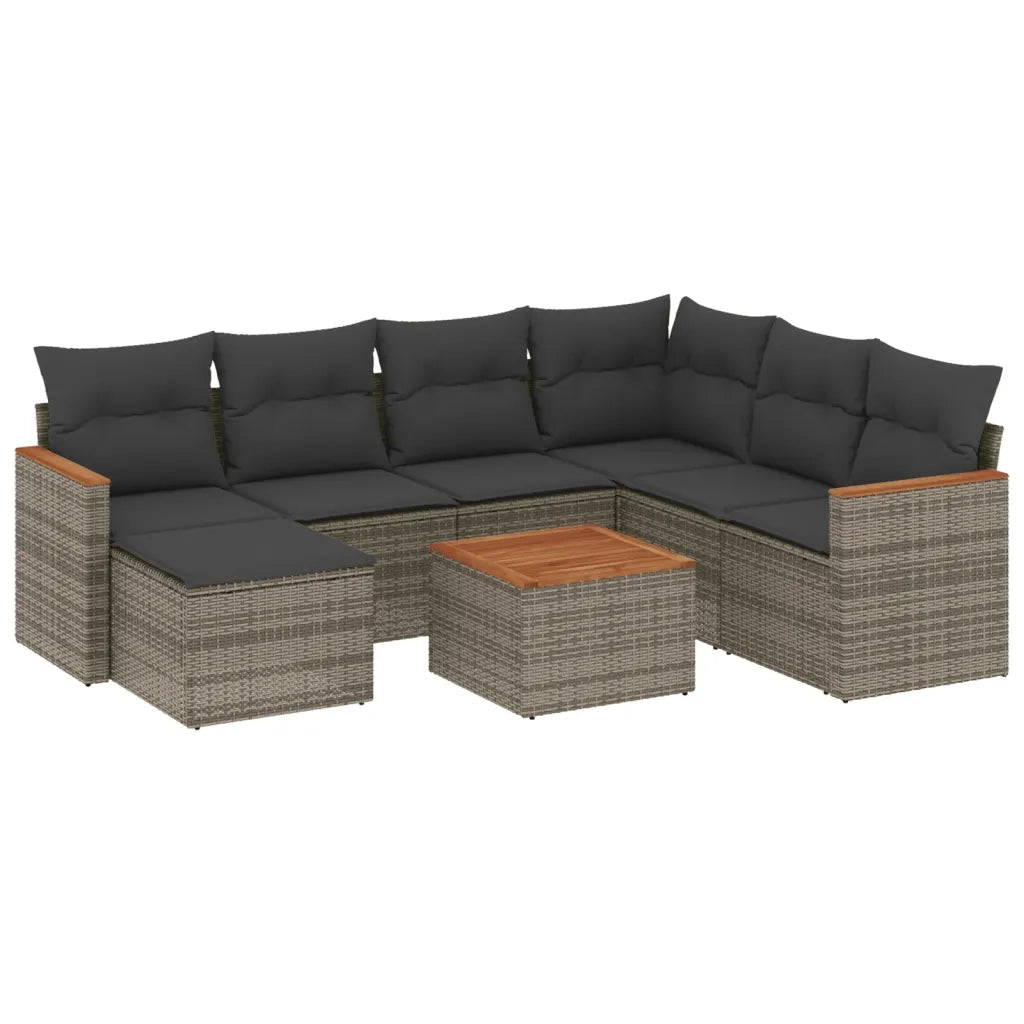 Set Divano da Giardino 8 pz con Cuscini Grigio in Polyrattan 3226214