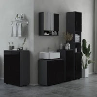 kleankin Mobile Sottolavabo Bagno in Legno con Armadietto 2 Ante, 60x30x60cm, Nero