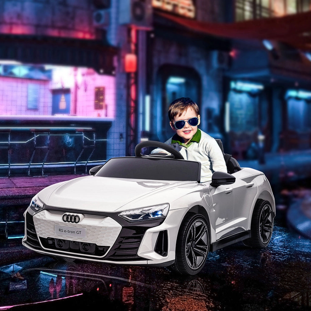 Auto Elettrica per Bambini 3-5 Anni con Telecomando, Sospensioni e Clacson, 103x58x41 cm, Bianca e Nero