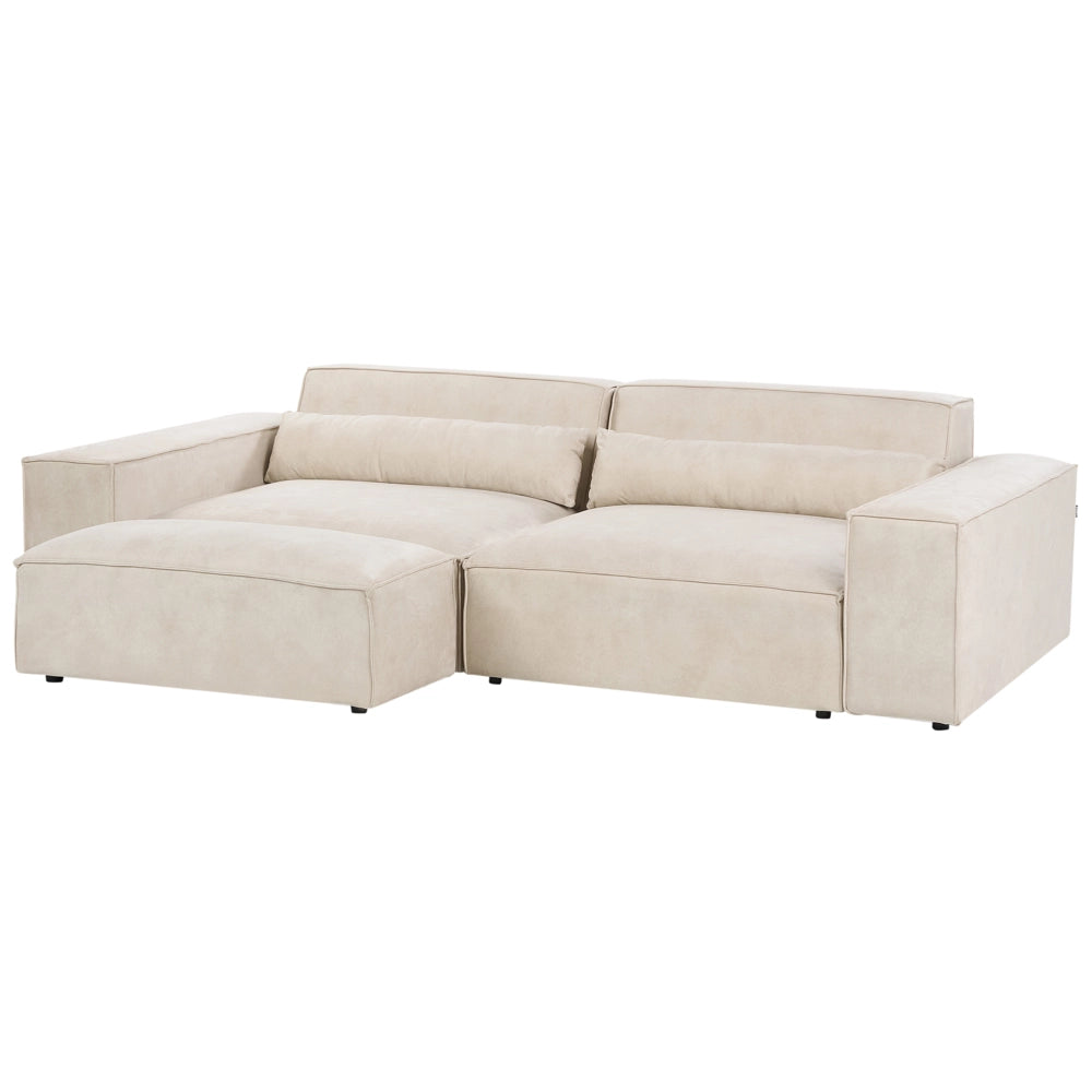 Divano modulare a 2 posti con ottomana Divano componibile in velluto beige con gambe nere Soggiorno moderno