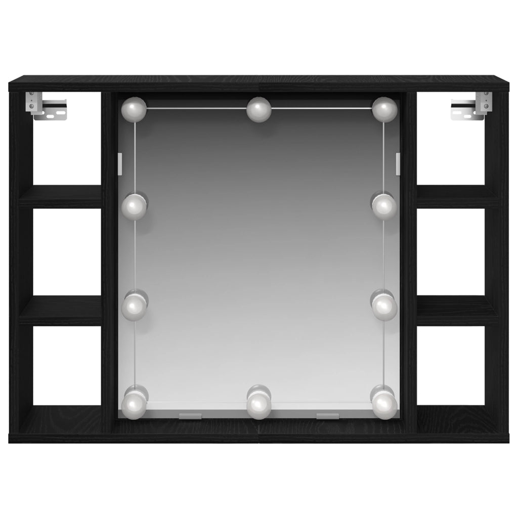 Mobile da specchio LED  - Rovere nero - 76x15x55 cm - Realizzato in legno ingegnerizzato
