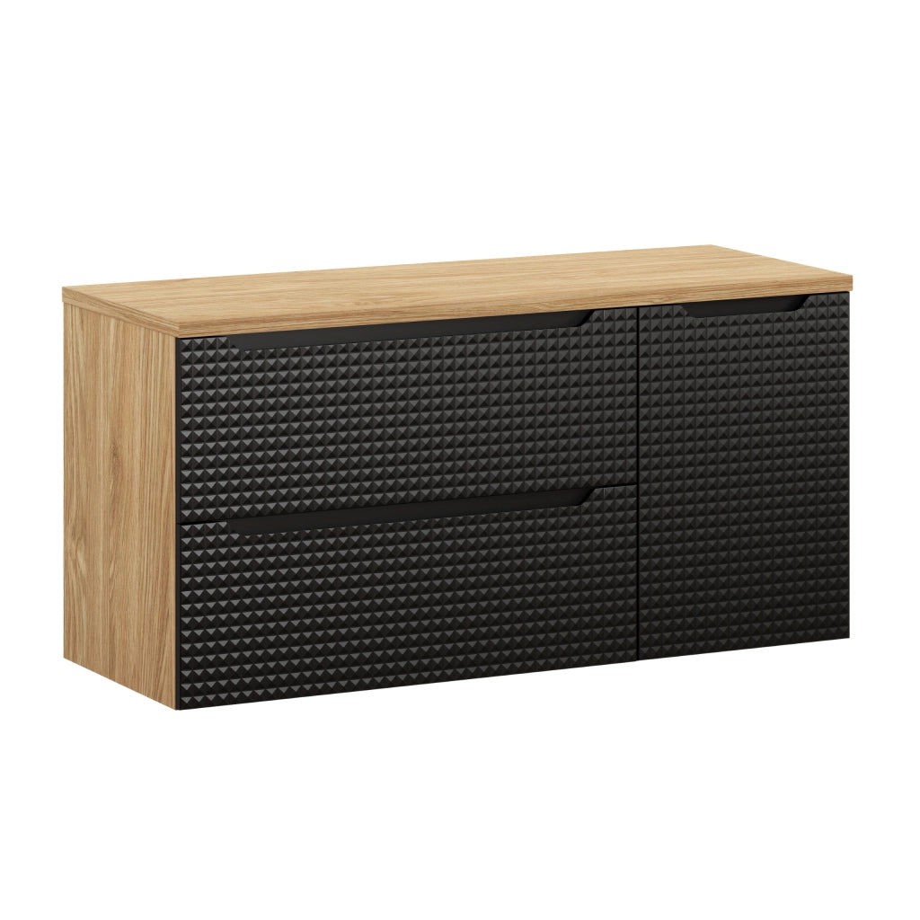 Set mobili bagno 120 cm con piano Luxor Black 120 x 1401 x 46 cm