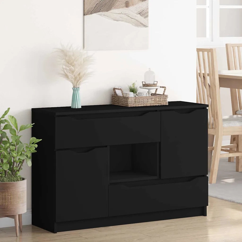 Credenza con cassetto Nero 100 x 30 x 65,6 Legno multistrato 888788