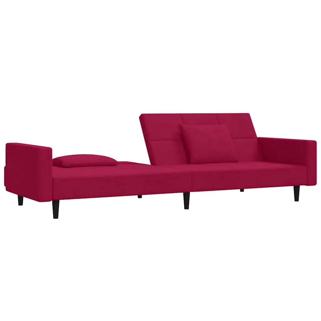 Divano letto | Sof¨¤ letto | Letto singolo a 2 Posti con 2 Cuscini Rosso Vino in Velluto