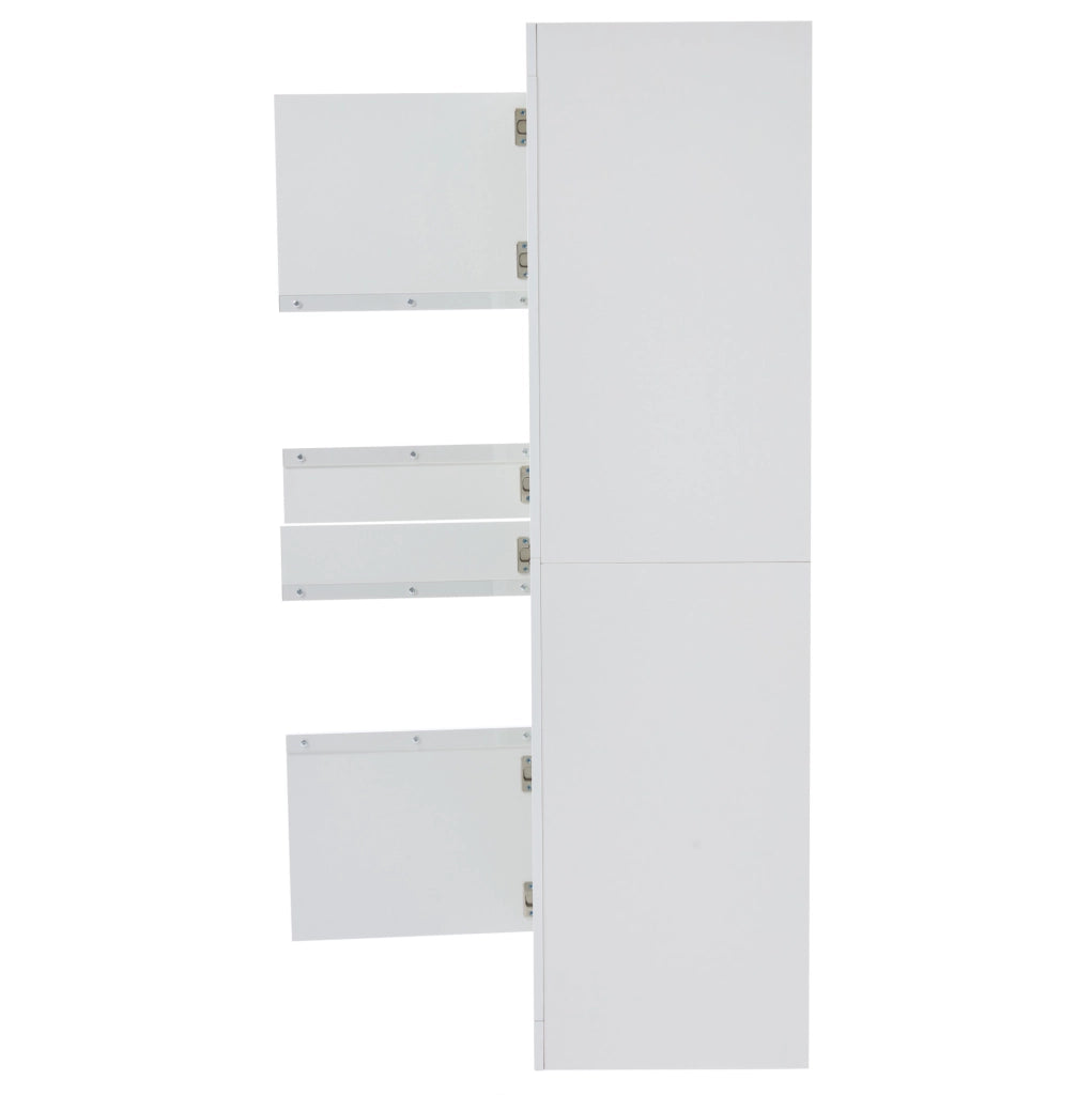 Vetrina bianca con LED e ante in acrilico; 61 x 42 x 162 cm; in truciolare e vetro temperato