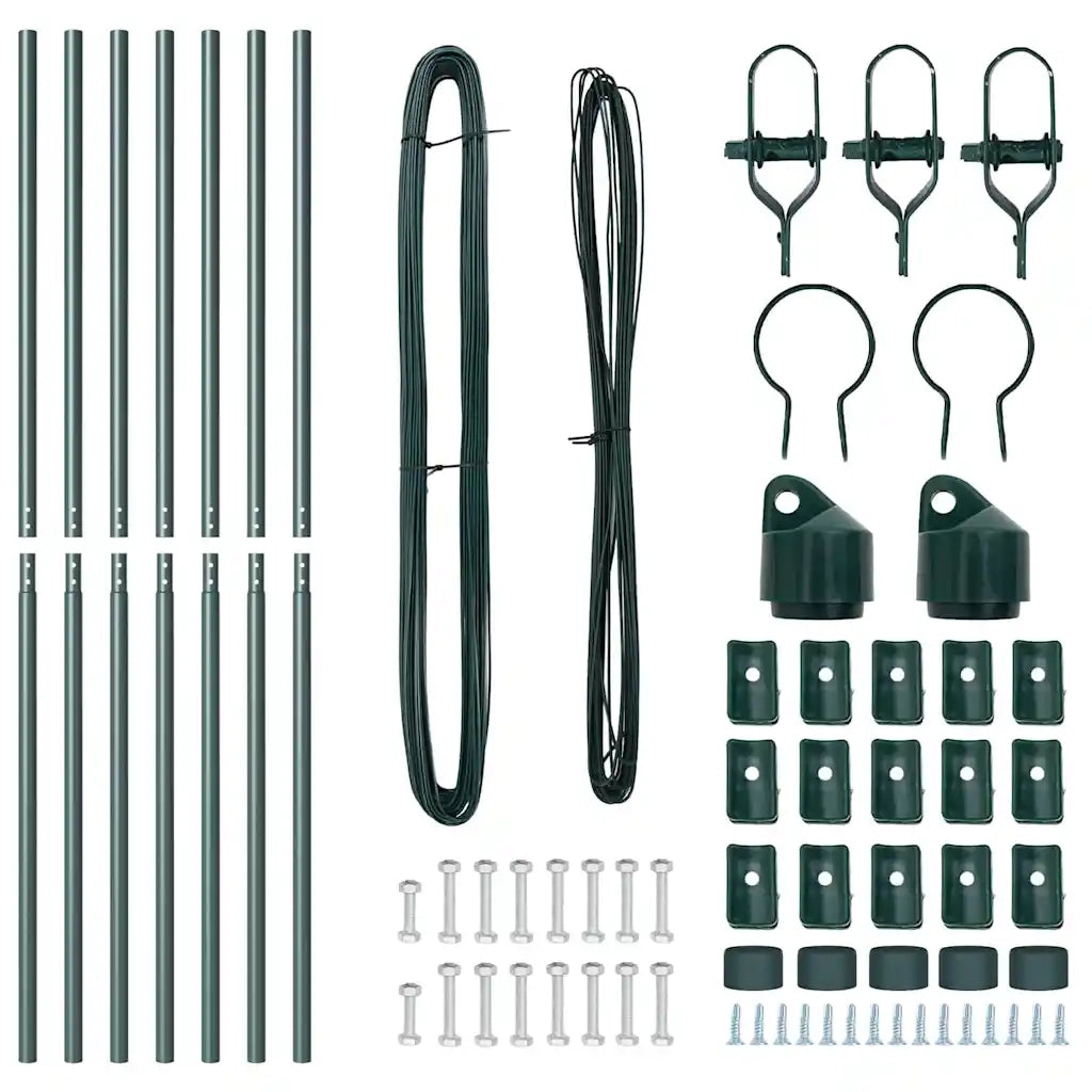 Palo della recinzione 7 pcs Verde Acciaio 42004196