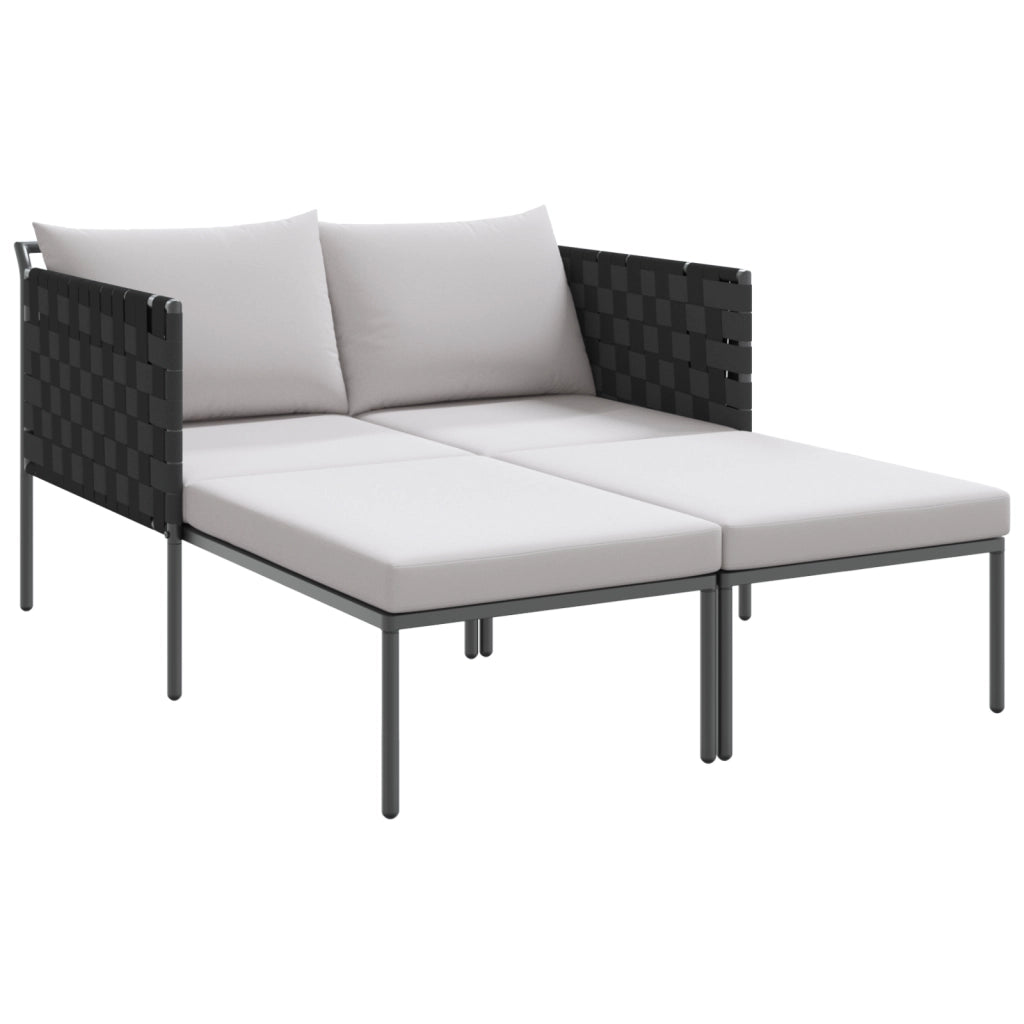 Lettino prendisole con cuscini per 2 persone Anthracite 115x153x69,5 cm Acciaio
