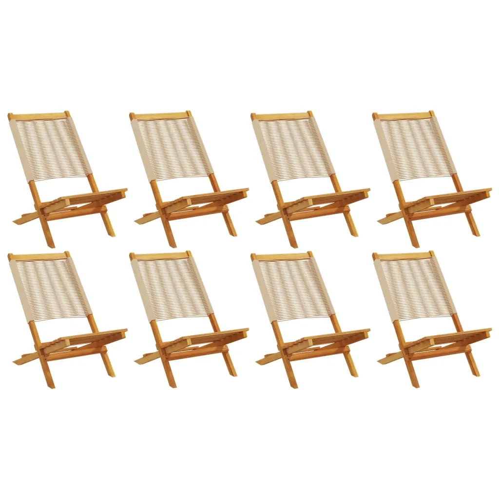 vidaXL Sedie da Giardino Pieghevoli 8pz Beige Legno Massello di Acacia