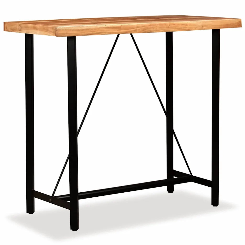 Set da Bar 5 pz in Legno Massello Acacia in Vera Pelle e Tela cod mxl 23024