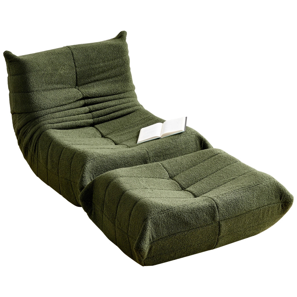 DIVANO RELAX 112 x 189 x 82 cm Tessuto Teddy Verde