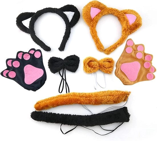 Costume completo per gatto con cappuccio - ali - code - guanti - piuma morbida