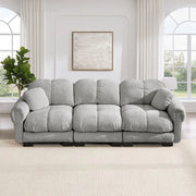 Divano 3 posti imbottito ¨C Minimal ¨C grigio chiaro, tessuto trapuntato, con 2 cuscini