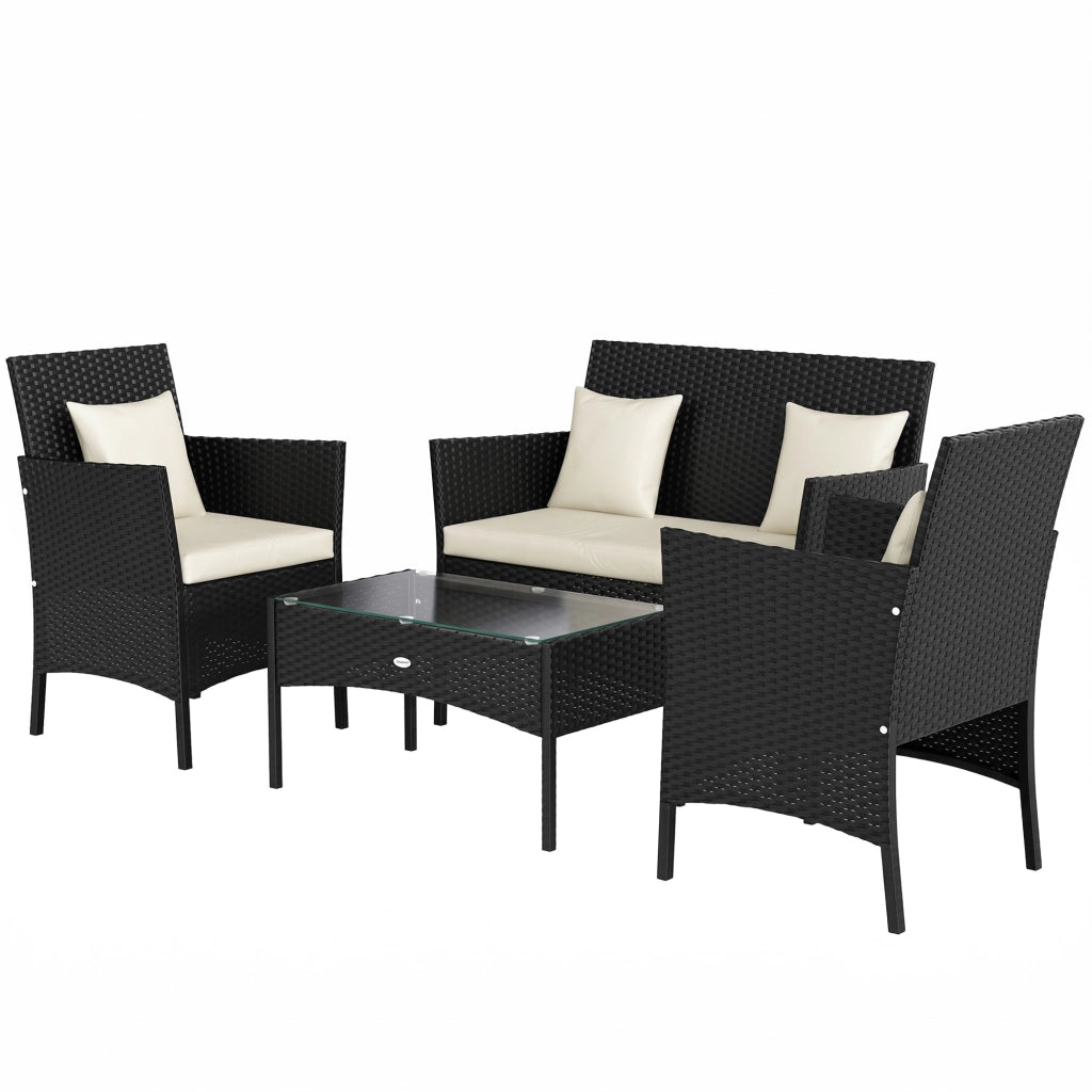 Set da Giardino 4 Pezzi in Rattan con Sedie, Poltrona e Tavolino ¨C Zephmum ¨C Grigio