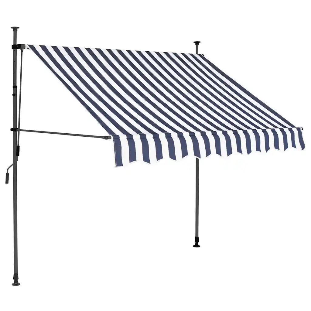 Tenda da Sole Retrattile Manuale con LED 150 cm Blu e Bianco cod mxl 18857