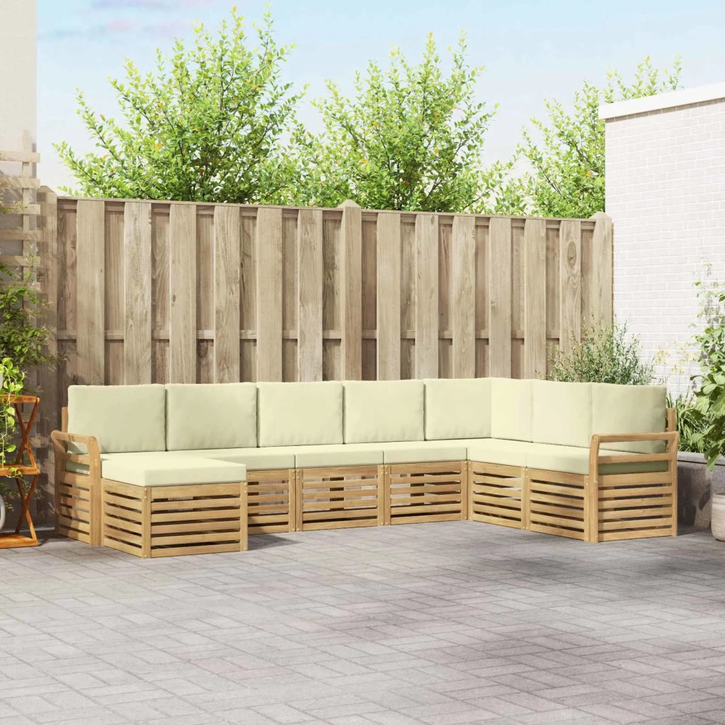 Set di divani da esterno 8 pcs Bianco e Crema 308 x 190 x 73 cm 3392315