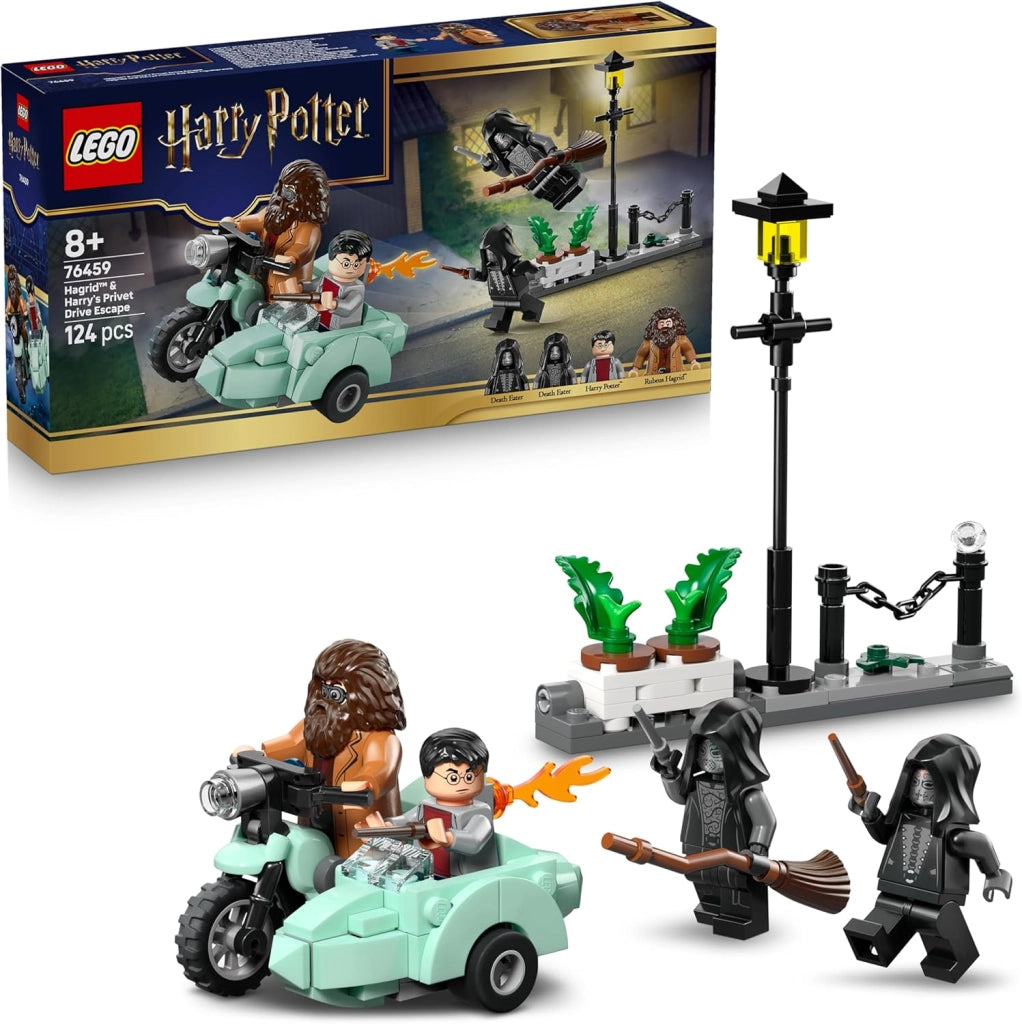 LEGO Harry Potter Fuga da Privet Drive di Hagrid e Harry - Moto Giocattolo con 4 Minifigure incl. 2 Mangiamorte e una Sc