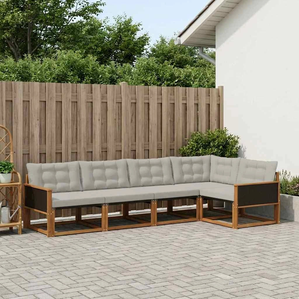 Set di divani da esterno 5 pz Naturale e Grigio Chiaro 3381415