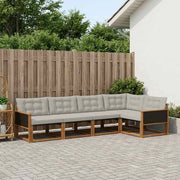 Set di divani da esterno 5 pz Naturale e Grigio Chiaro 3381415