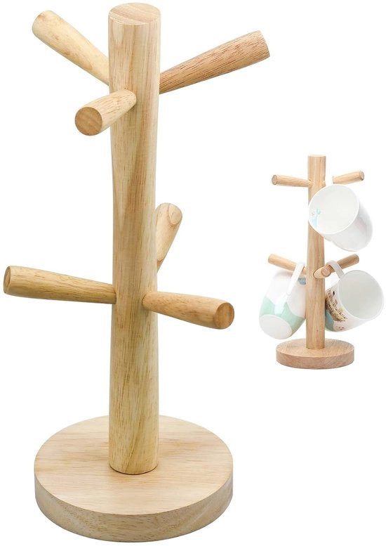 Porta bicchieri in legno - porta bicchieri verticale con 6 ganci - per cucina o bar
