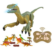 Dinosauro Telecomandato Giocattolo per Bambini Velociraptor Ricaricabile Luce LED e Ruggito