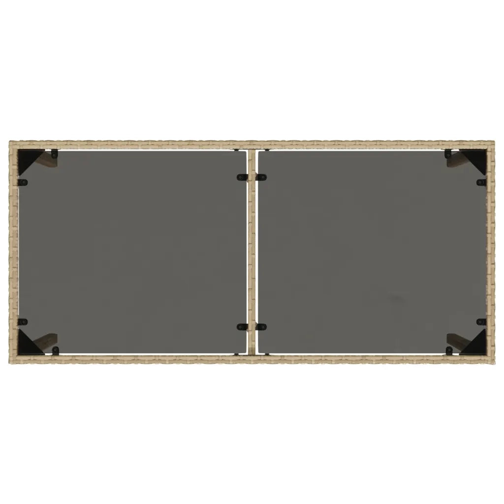 Tavolo da Giardino con Piano Vetro Beige 115x54x74cm Polyrattan 365075