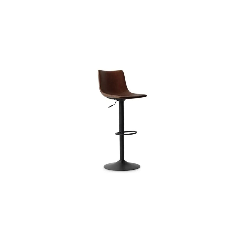 Sgabello da bar SOUL - PU marrone - Altezza regolabile 88-109 cm - Piedi in metallo - Stile vintage