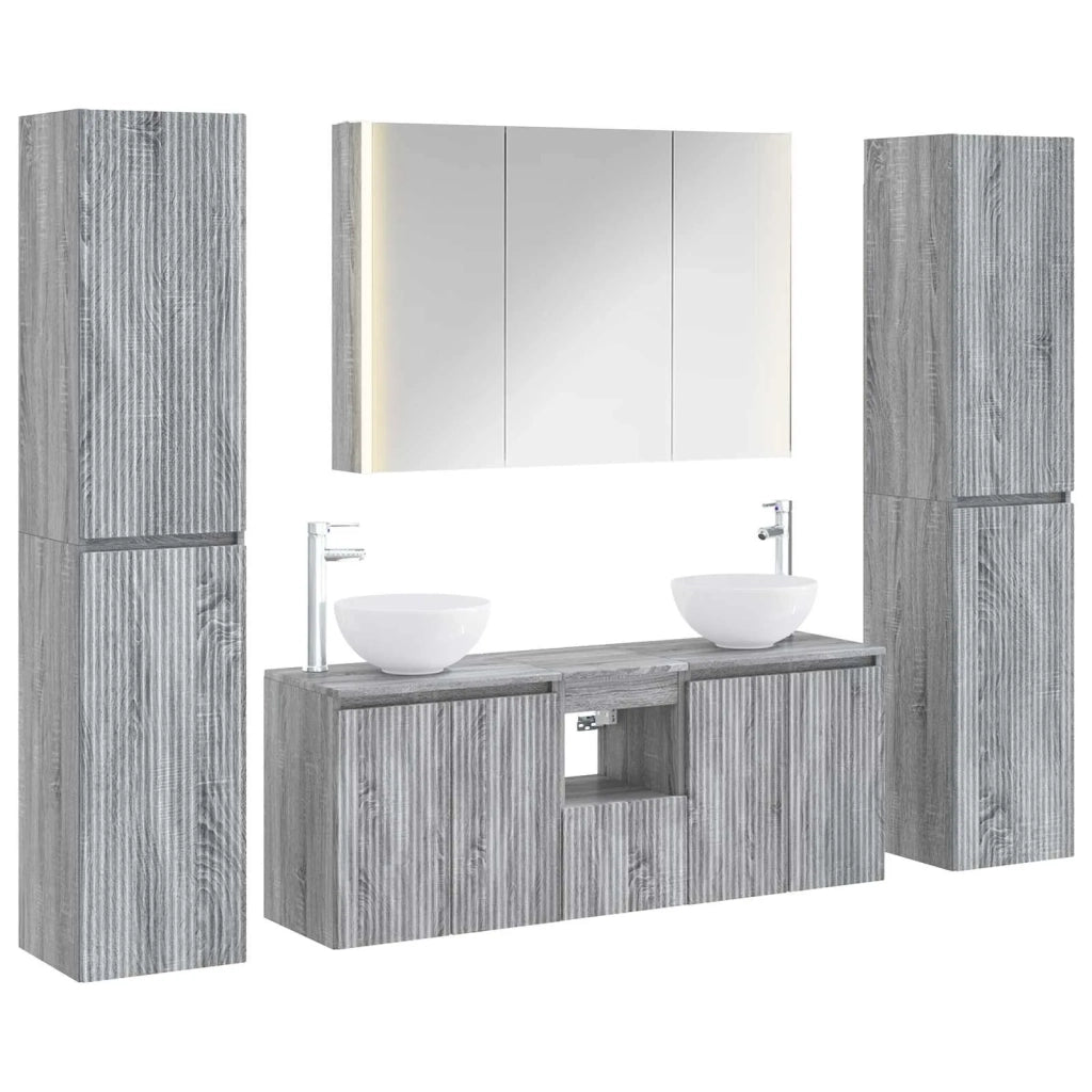 Set di mobili per il bagno 6 pcs Sonoma grigio 3407220