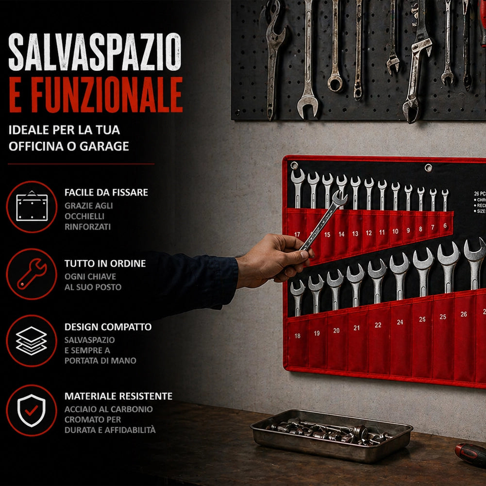 Set Chiavi Combinate 25pz Fisse e Stella 6-32mm in Acciaio Carbonio con Astuccio