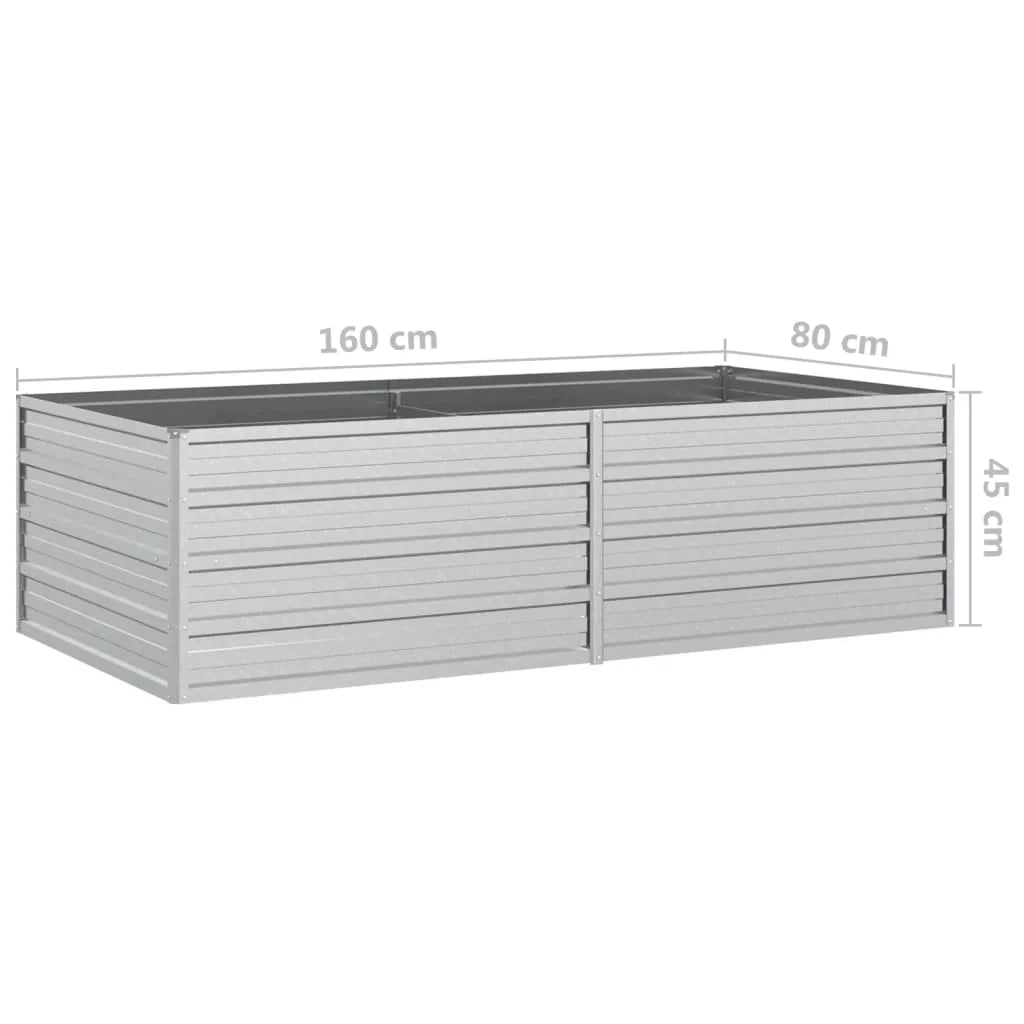 Fioriera rialzata per piante fiori patio giardino 160 x 80 x 45 cm acciaio zincato argento 02_0039383