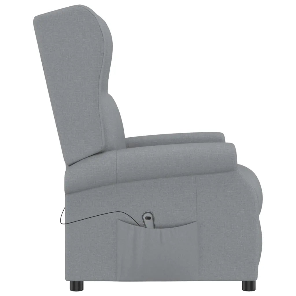Poltrona ad Ala Reclinabile Elettrica Grigio Chiaro in Tessuto 3098319
